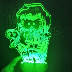 Rat Fink Scoundrel Boy With Worm In A Bottle Led Acrylic Lamp
